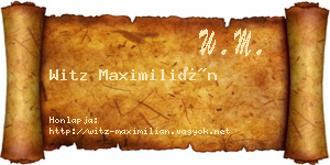 Witz Maximilián névjegykártya